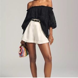 Anthropologie Maeve Off The Shoulder
Cutwork Top Black Lace Short Sleeve XS